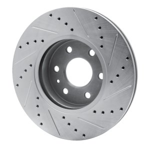 Chevrolet Colorado Brake Rotor (1) - Front Left - R1 Concepts - Drilled & Slotted - Silver - `15-`20